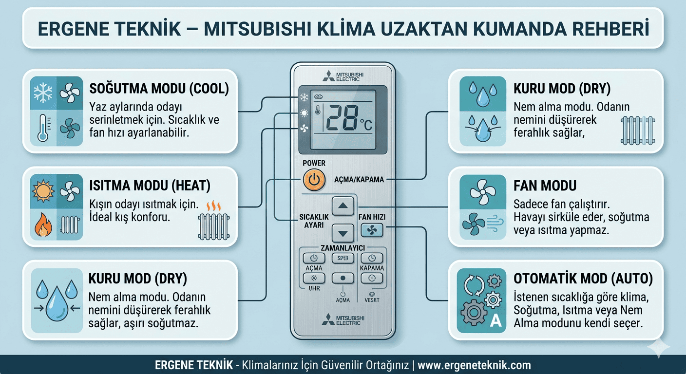 Mitsubishi Klima Uzaktan Kumanda Rehberi: Semboller ve Kullanım İpuçları