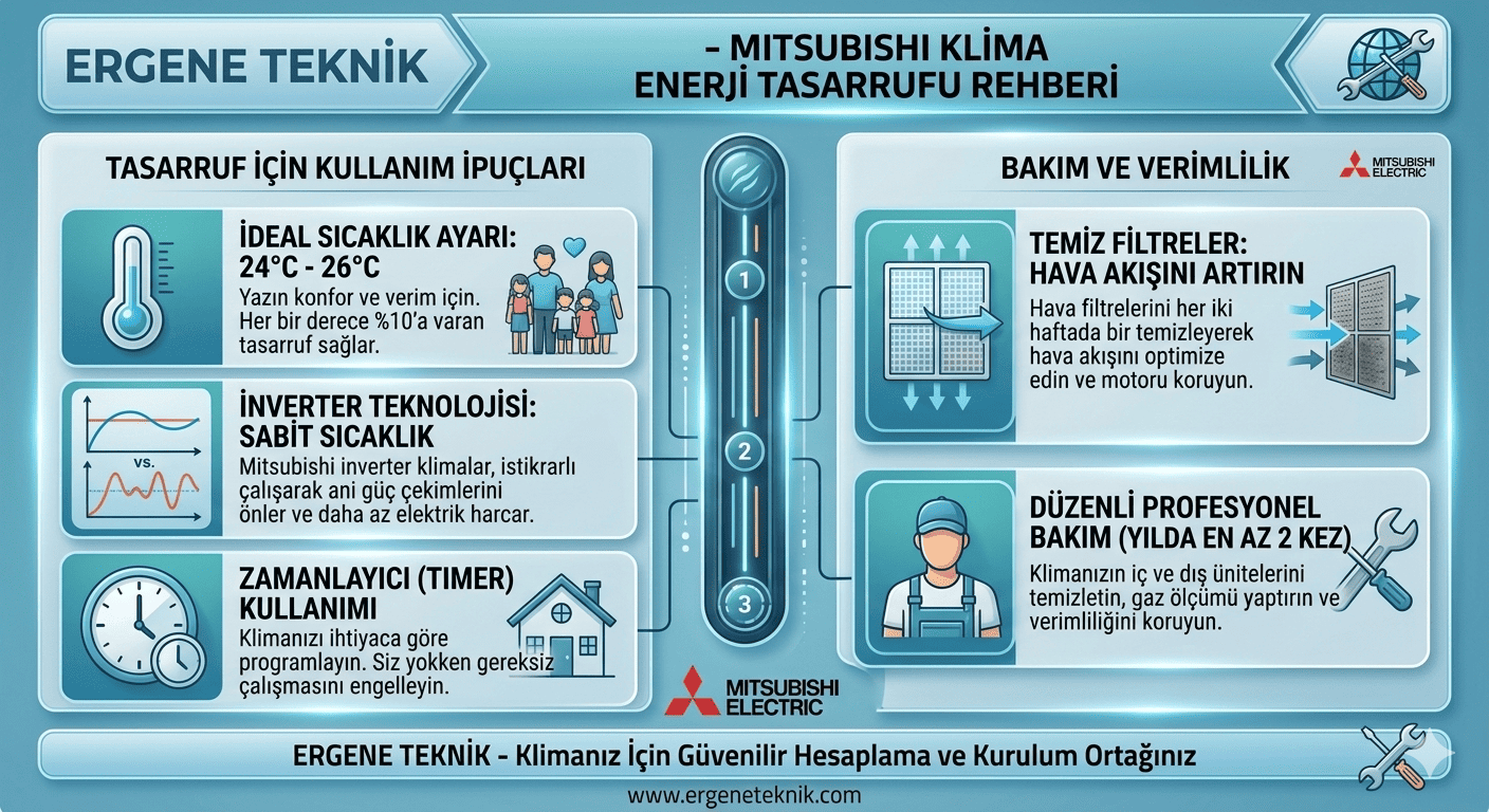 Mitsubishi Klimada Elektrik Tasarrufu Nasıl Yapılır? Kullanım Rehberi