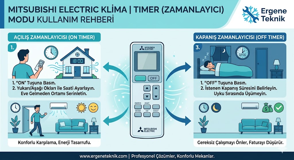Mitsubishi Klima Timer (Zamanlayıcı) Modu Kullanım Rehberi